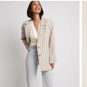 Oversized Blazer Claire Rose x NA-KD,Stripe / Beige